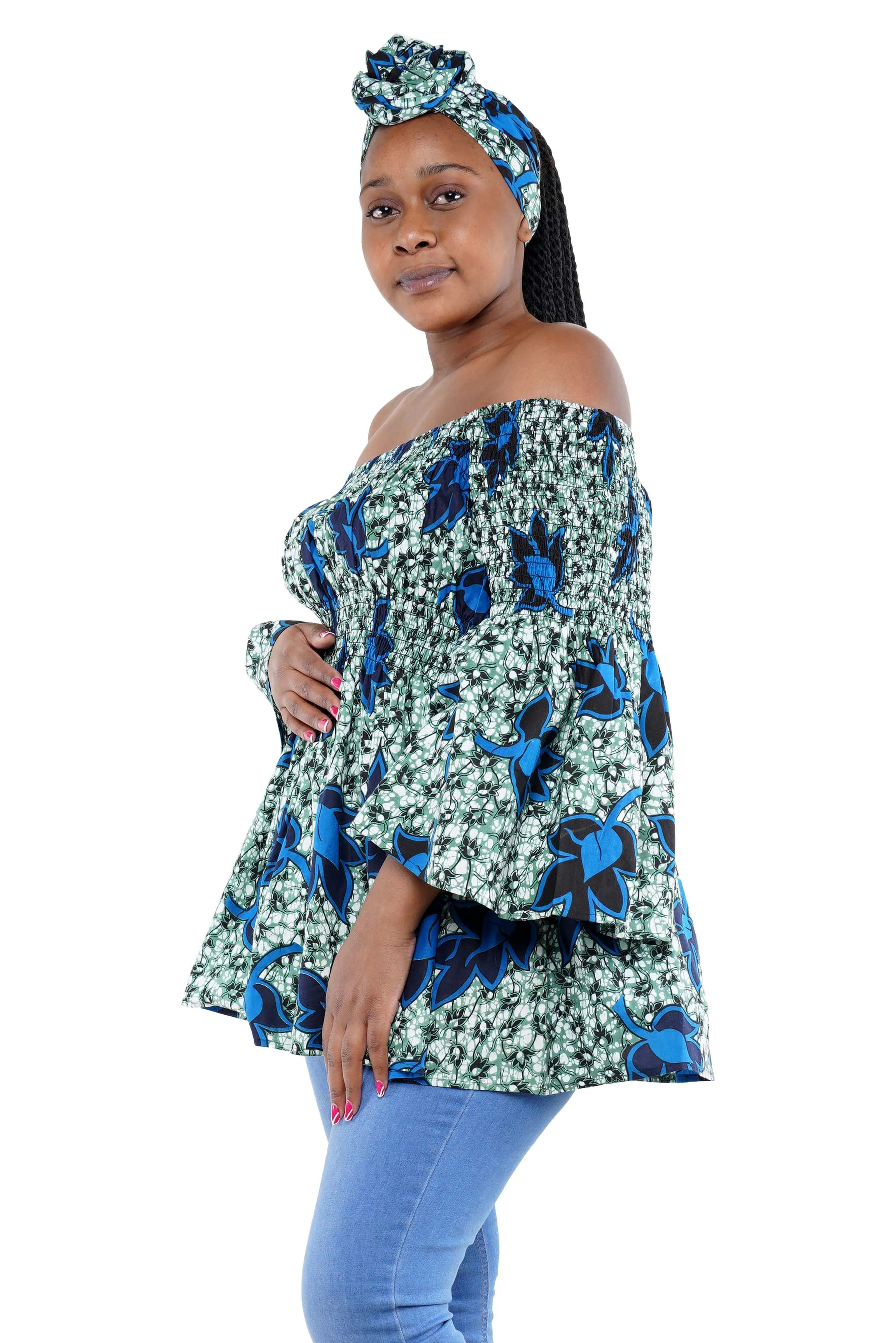 African Smoked Peplum Blouse