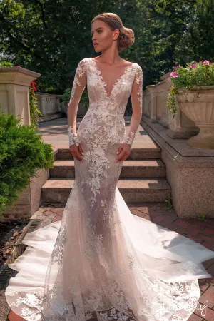 Aida Trumpet/Mermaid Illusion Milk Ivory Wedding dress