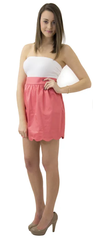 Aly Scallop Skirt- Coral- Cotton Sateen Lined