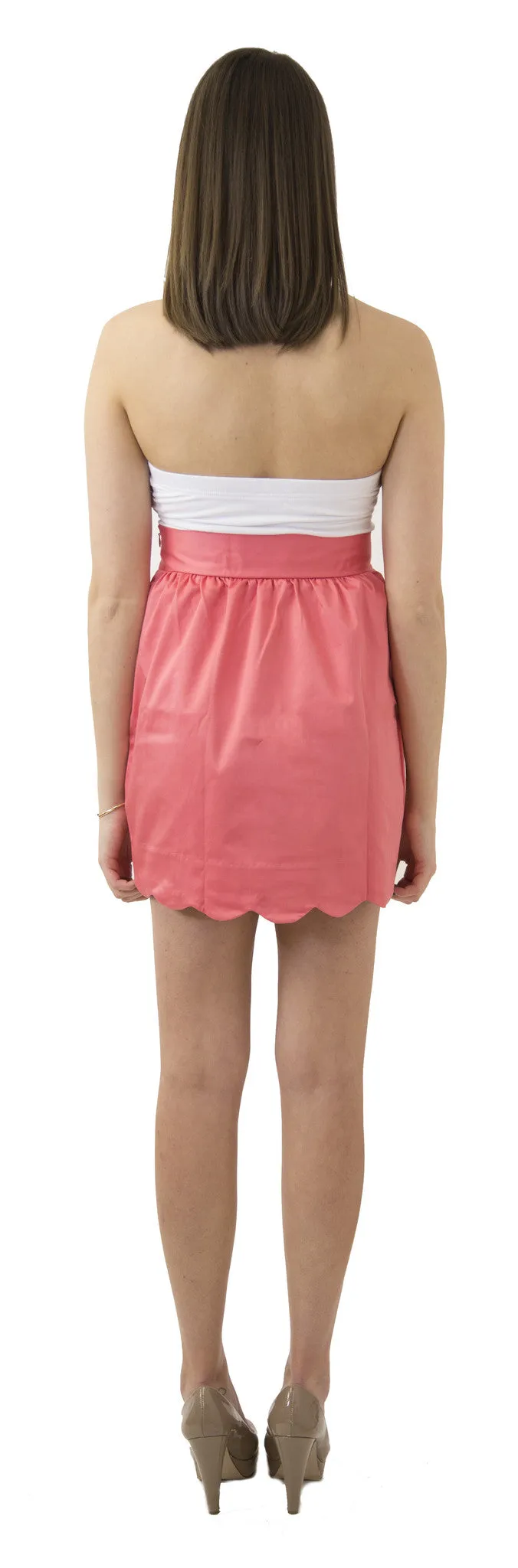 Aly Scallop Skirt- Coral- Cotton Sateen Lined