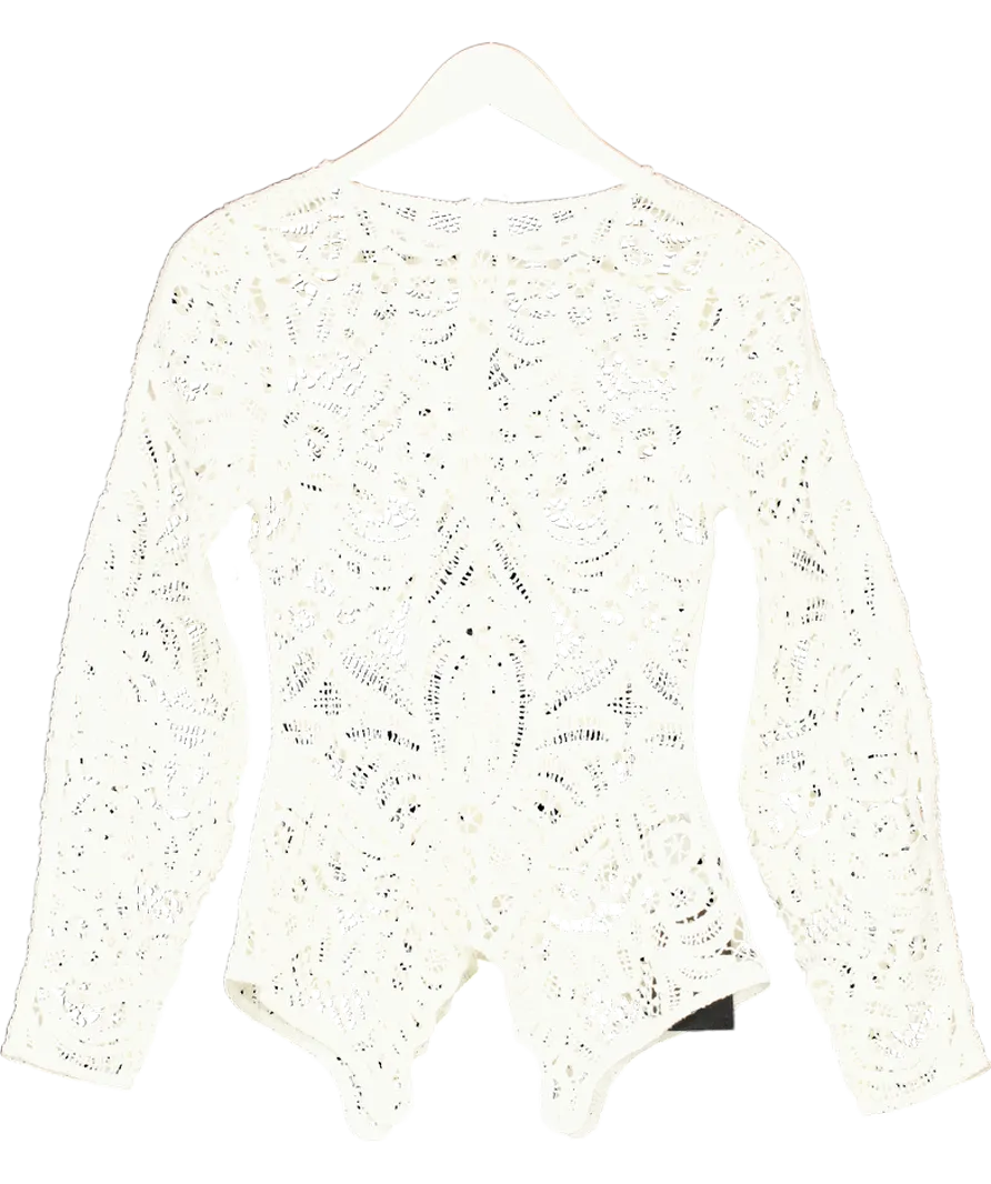 & Other Stories Cream Crochet Lace Peplum Top UK XS/S