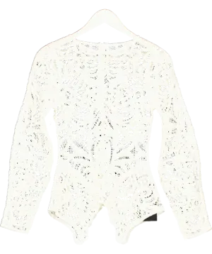 & Other Stories Cream Crochet Lace Peplum Top UK XS/S