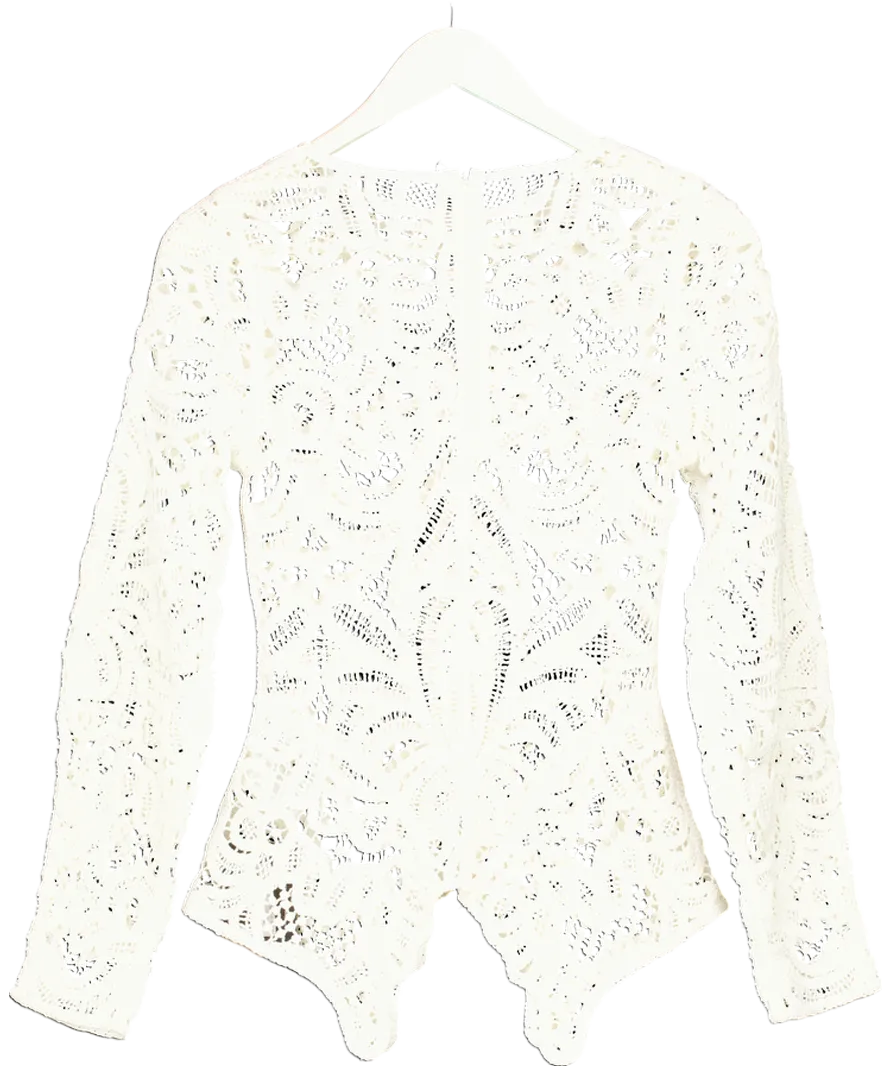 & Other Stories Cream Crochet Lace Peplum Top UK XS/S