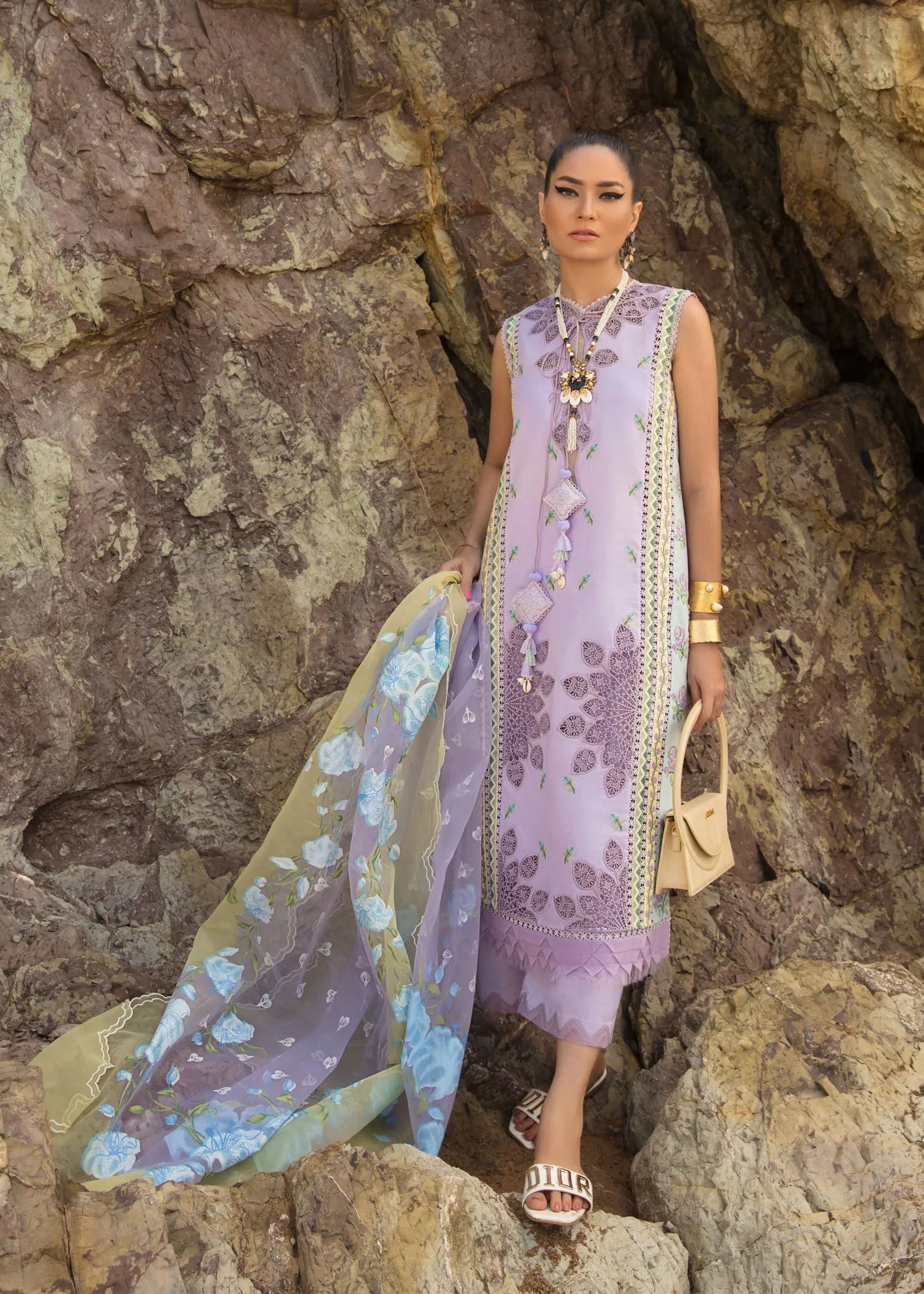 An Ode to Cross Stitch Amethyst | Crimson Luxury Lawn Collection 2023 | Unstitched Embroidered Lawn Suits