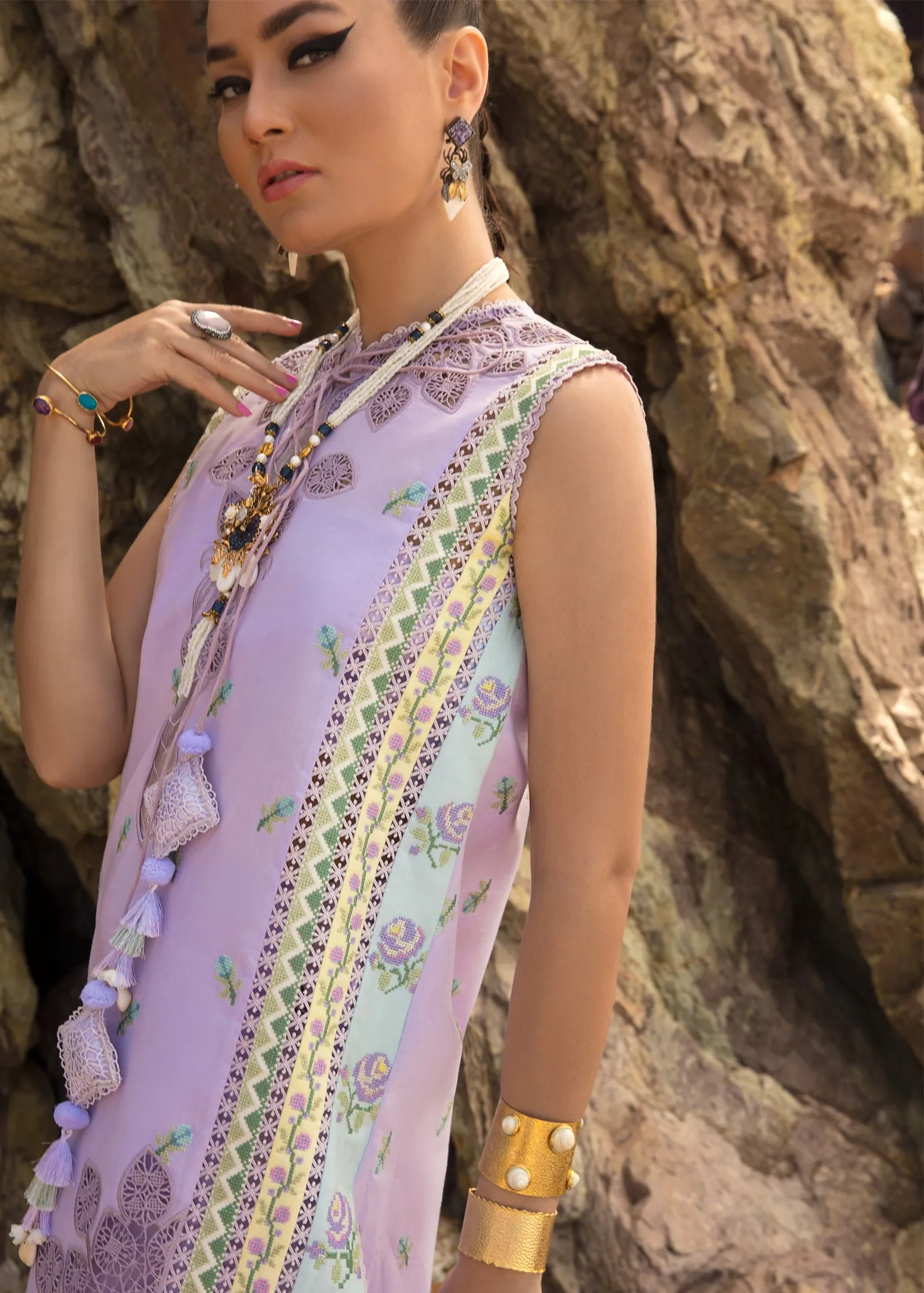 An Ode to Cross Stitch Amethyst | Crimson Luxury Lawn Collection 2023 | Unstitched Embroidered Lawn Suits