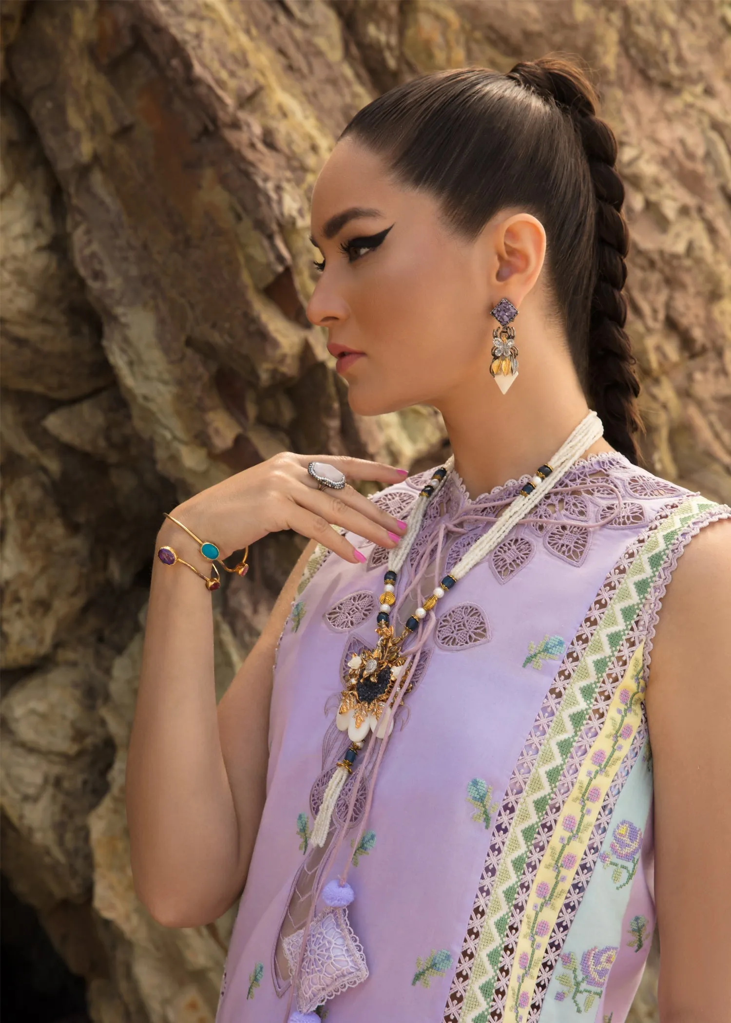 An Ode to Cross Stitch Amethyst | Crimson Luxury Lawn Collection 2023 | Unstitched Embroidered Lawn Suits