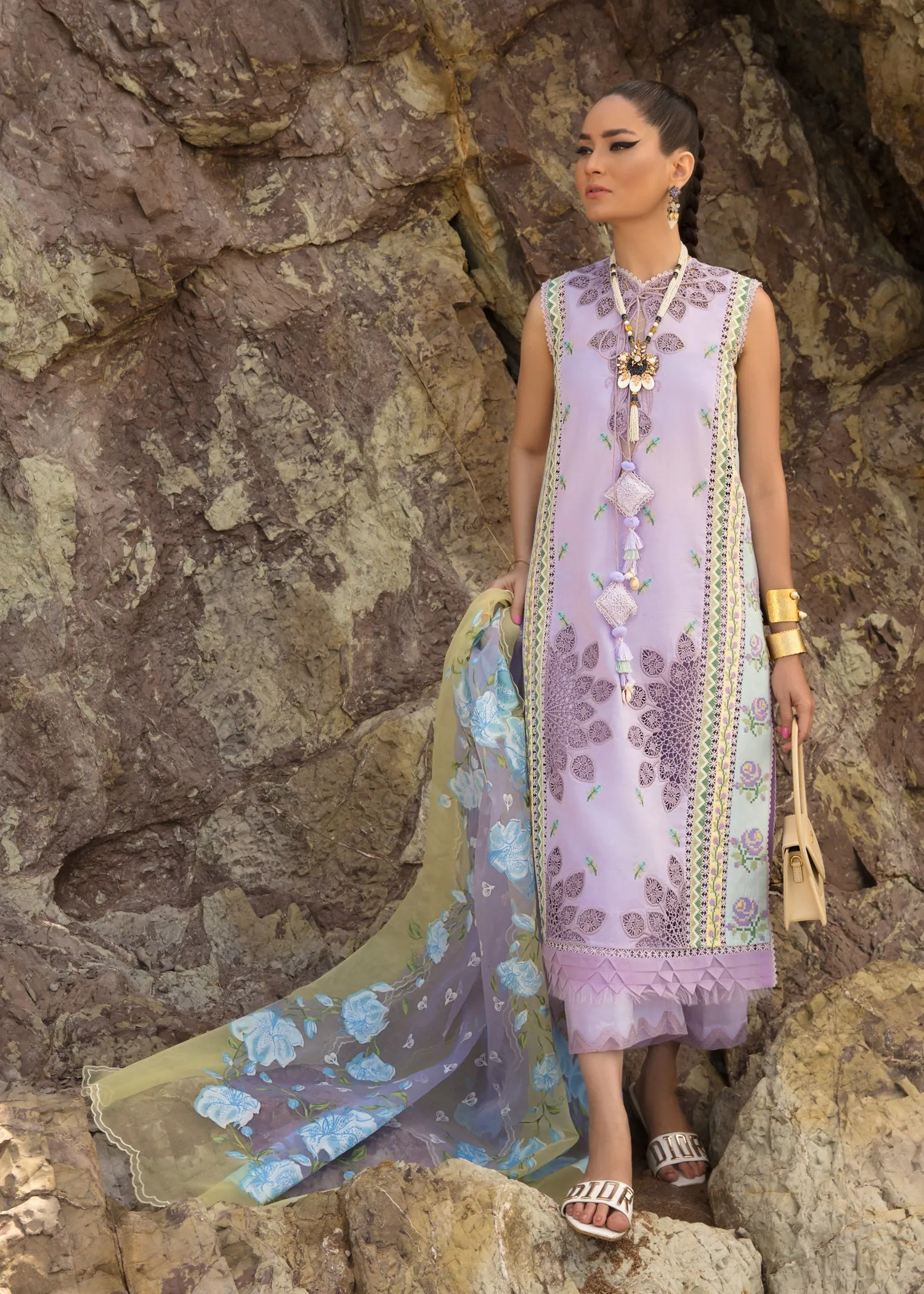 An Ode to Cross Stitch Amethyst | Crimson Luxury Lawn Collection 2023 | Unstitched Embroidered Lawn Suits