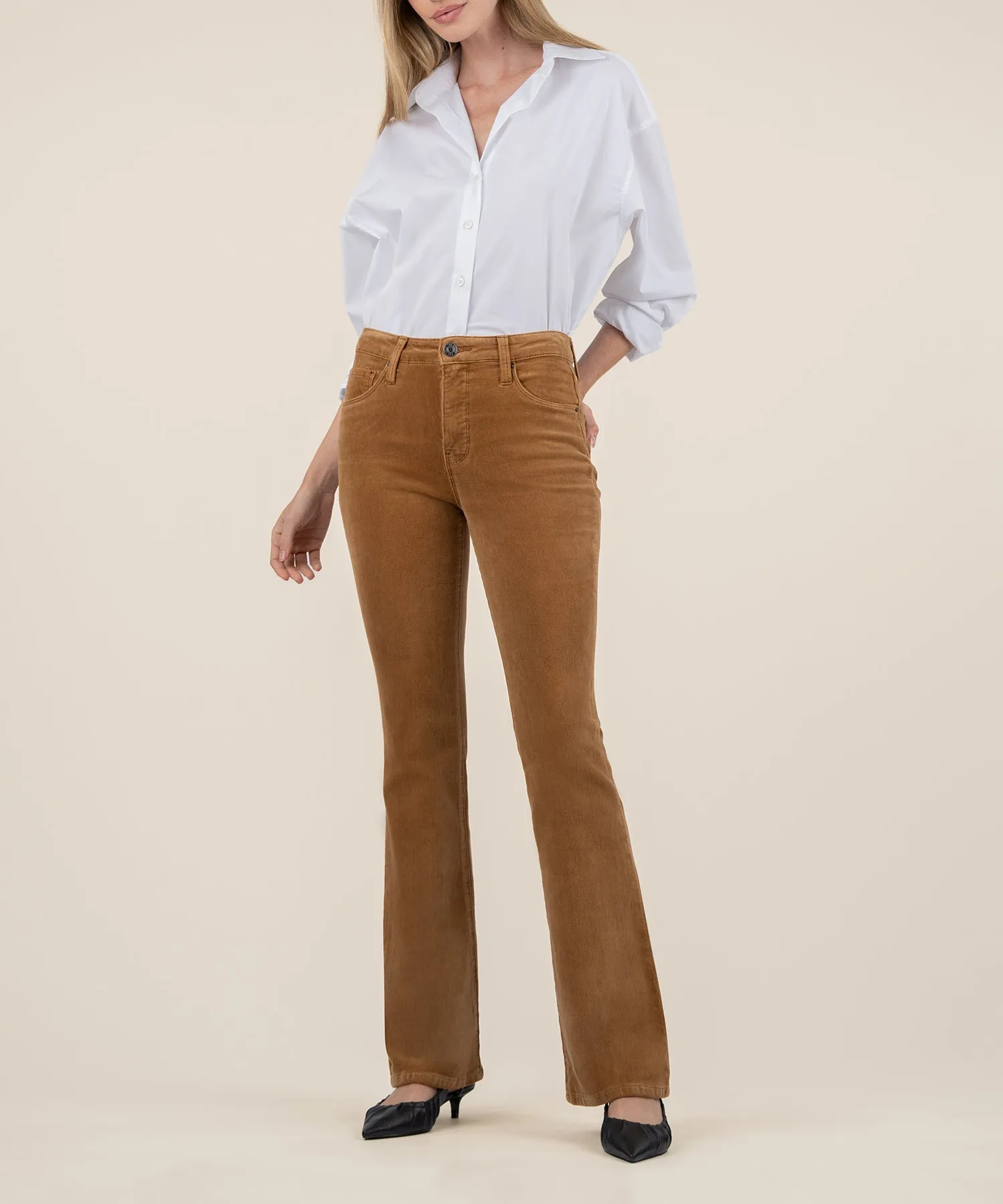 Ana Corduroy High Rise Flare - Camel - SALE