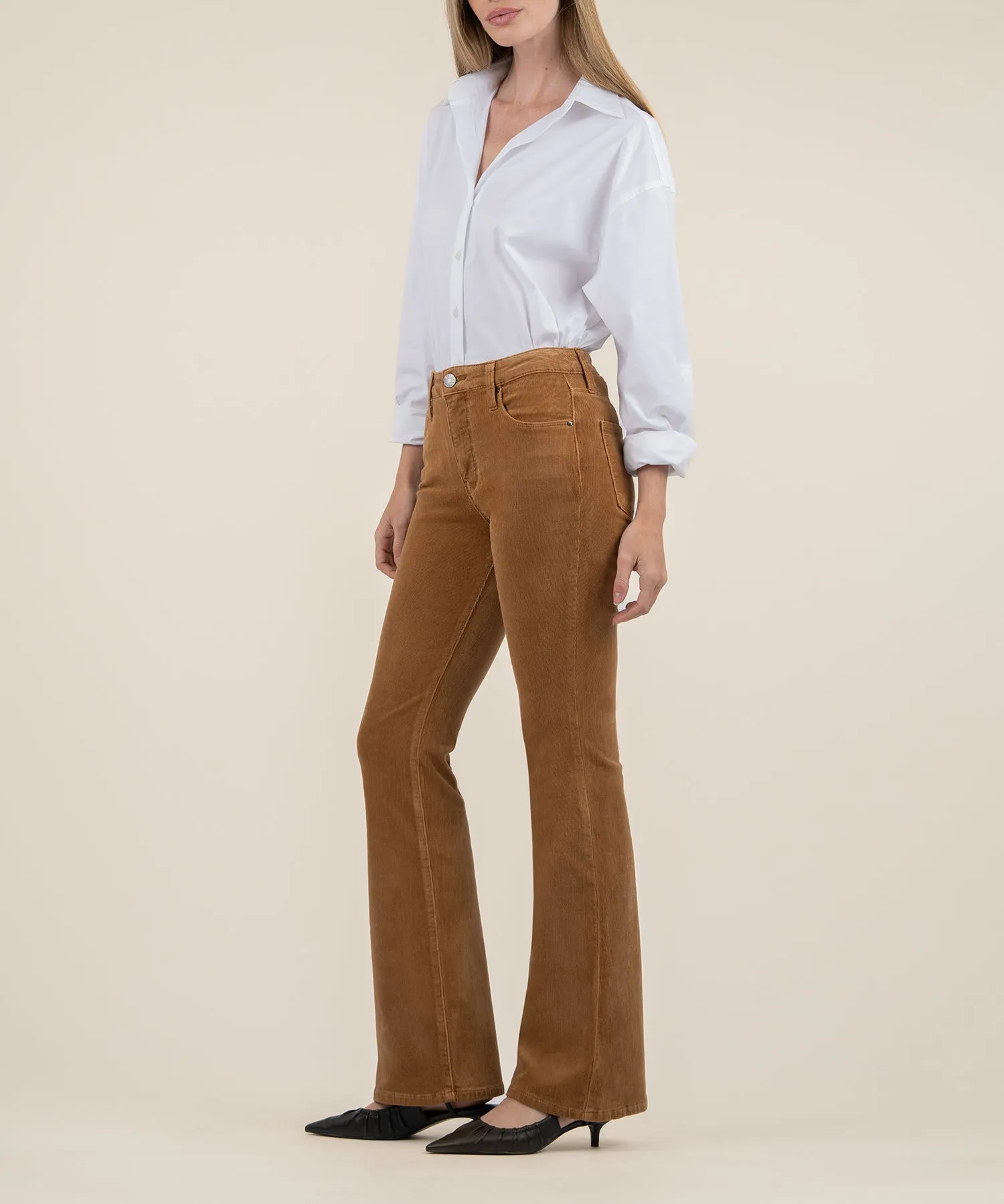 Ana Corduroy High Rise Flare - Camel - SALE