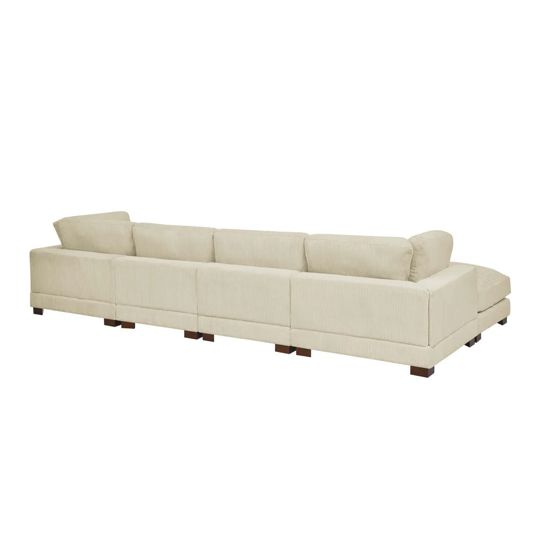 Andreco 144" Wide Reversible Modular Corner Sectional with Ottoman Wade Logan® Body Fabric: Beige Corduroy