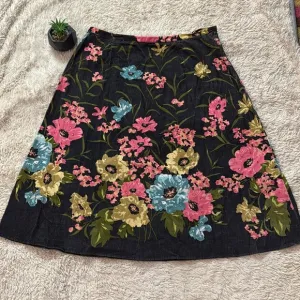 Anne Klein Midi Floral Pink Blue Sequins Corduroy Skirt 18W