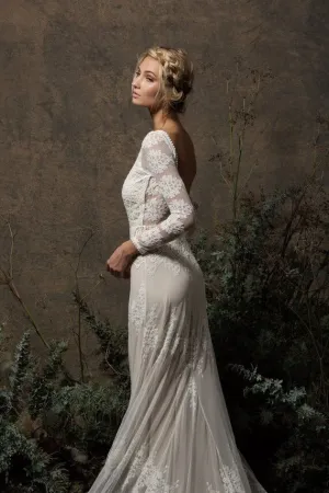 Anneprom A-line Bateau Long Sleeve Lace Gorgeous Wedding Dress Modest Bride Gowns APW0279