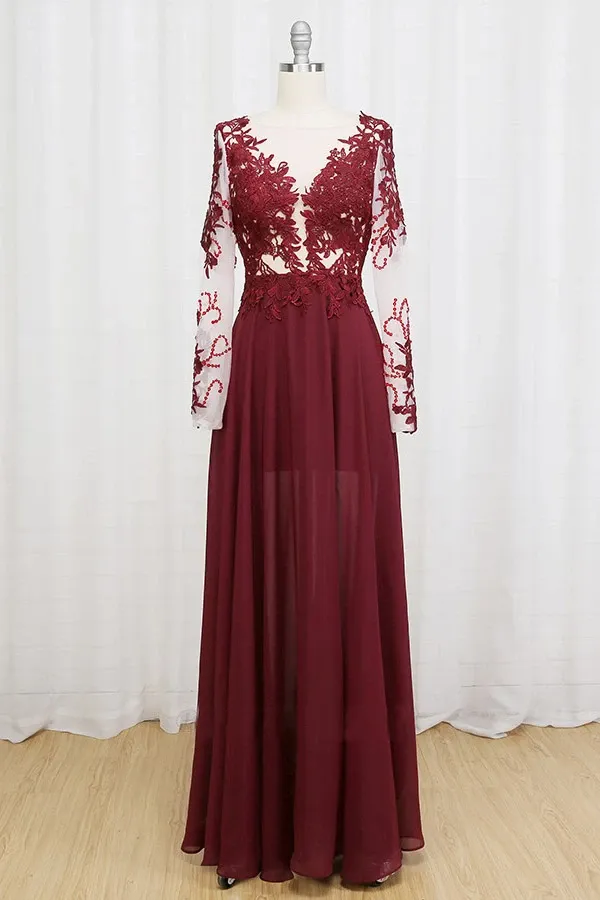 Anneprom Sexy Black Long Sleeve Lace 2020 Prom Dress Evening Dresses APP0011