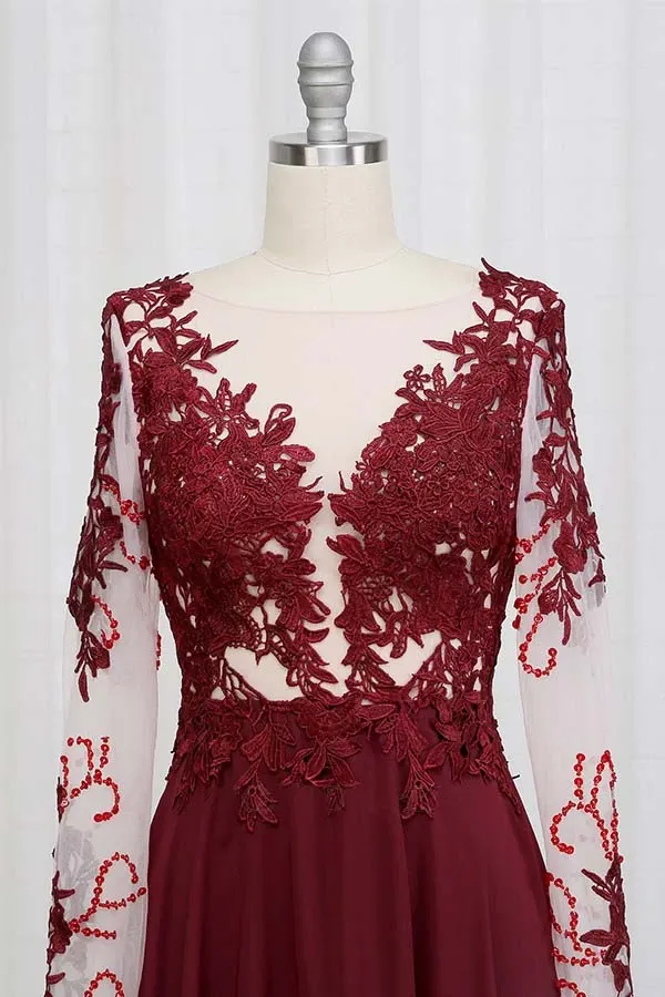 Anneprom Sexy Black Long Sleeve Lace 2020 Prom Dress Evening Dresses APP0011
