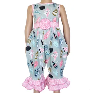 AnnLoren Baby Girls' Boutique Nautical Seashells & Swirl Romper