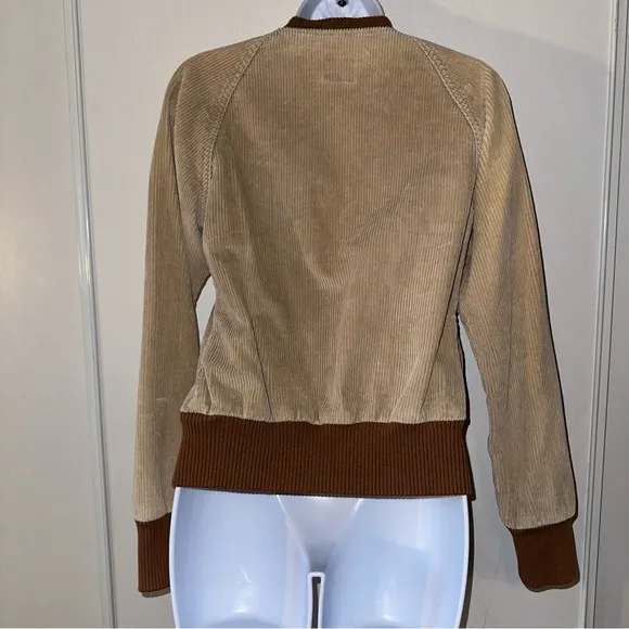 Anonymous John Carlisle Women’s Tan &amp; Brown Retro Corduroy Jacket- Size Medium