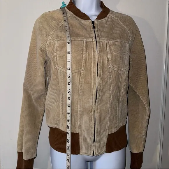Anonymous John Carlisle Women’s Tan &amp; Brown Retro Corduroy Jacket- Size Medium