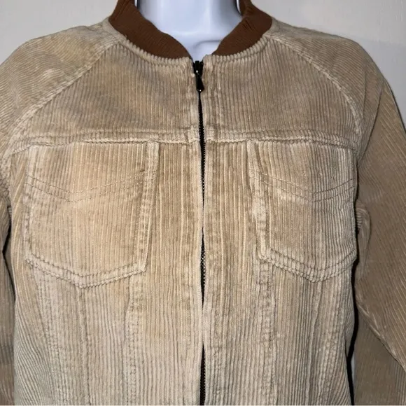 Anonymous John Carlisle Women’s Tan &amp; Brown Retro Corduroy Jacket- Size Medium