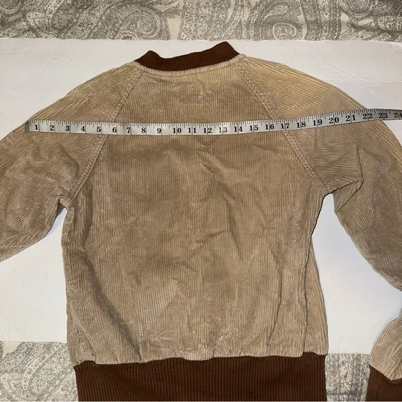 Anonymous John Carlisle Women’s Tan &amp; Brown Retro Corduroy Jacket- Size Medium