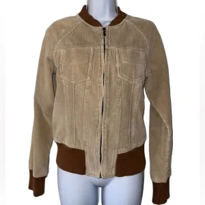 Anonymous John Carlisle Women’s Tan &amp; Brown Retro Corduroy Jacket- Size Medium