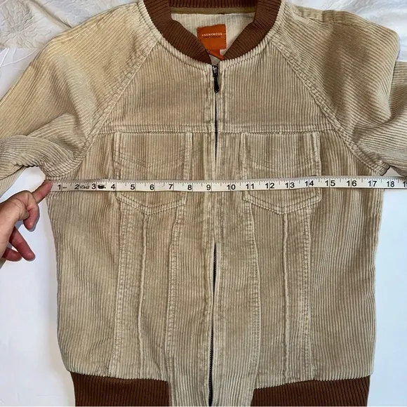 Anonymous John Carlisle Women’s Tan &amp; Brown Retro Corduroy Jacket- Size Medium