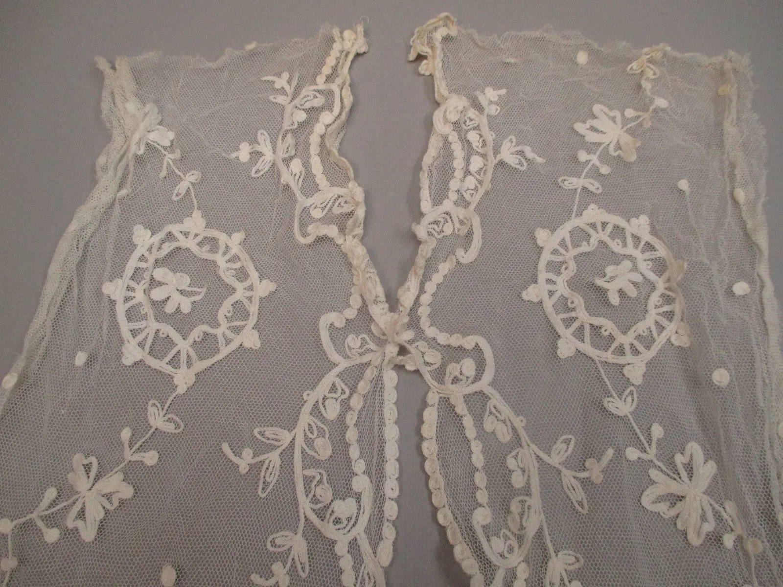 Antique Victorian Tambour Embroidery on Cotton net