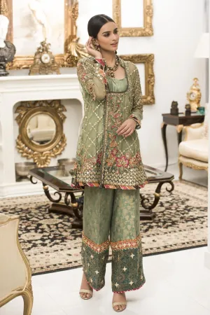 Asian Wedding Party Peplum Outfit in Green Color #Y2034