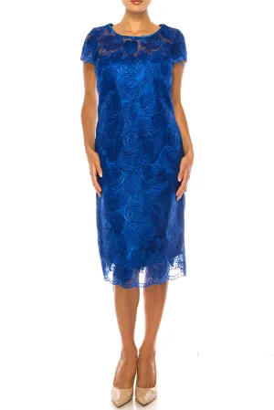 Aspeed Floral Embroidered Evening Sheath Dress