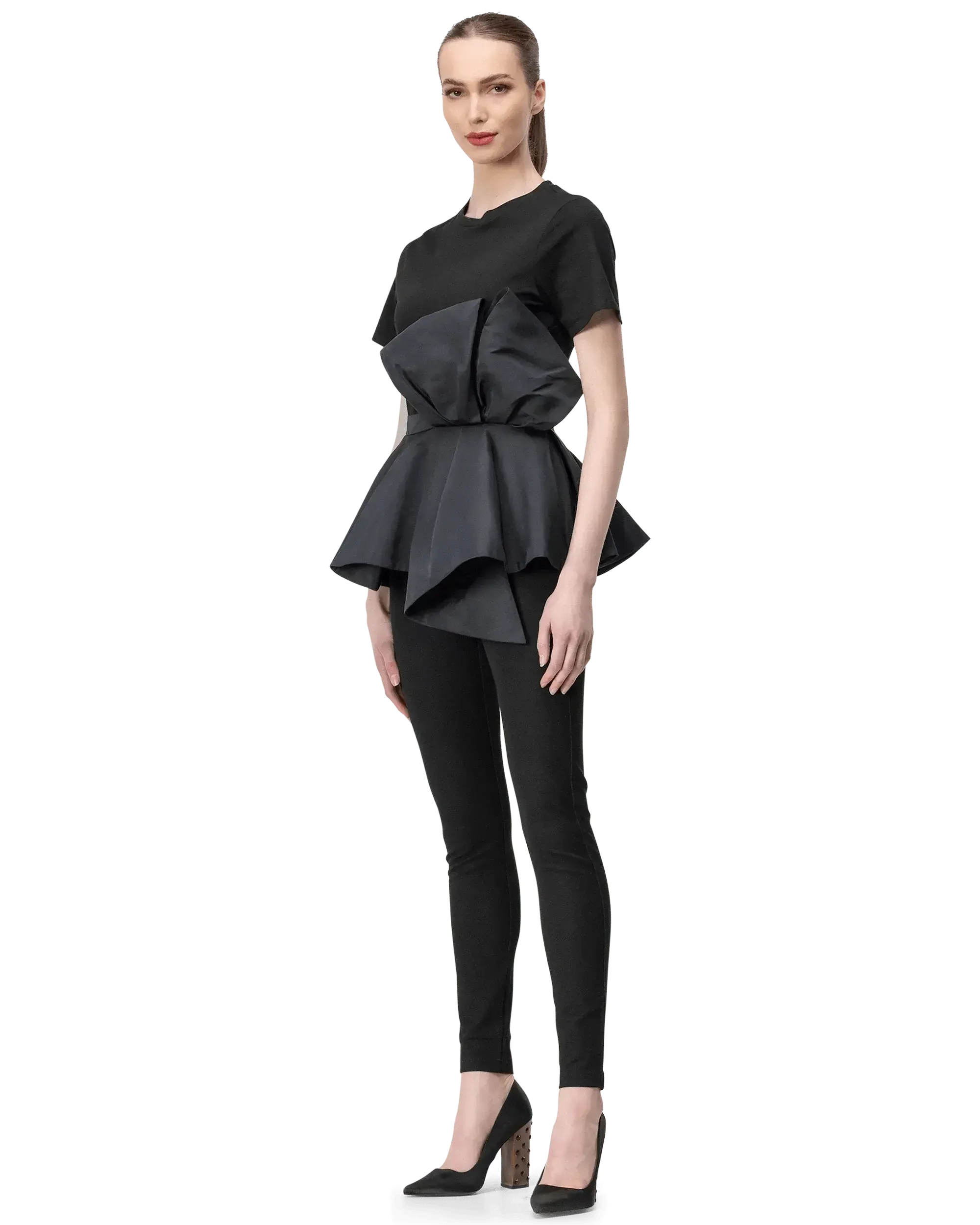 Asymmetric Short Sleeve Ruffle Top