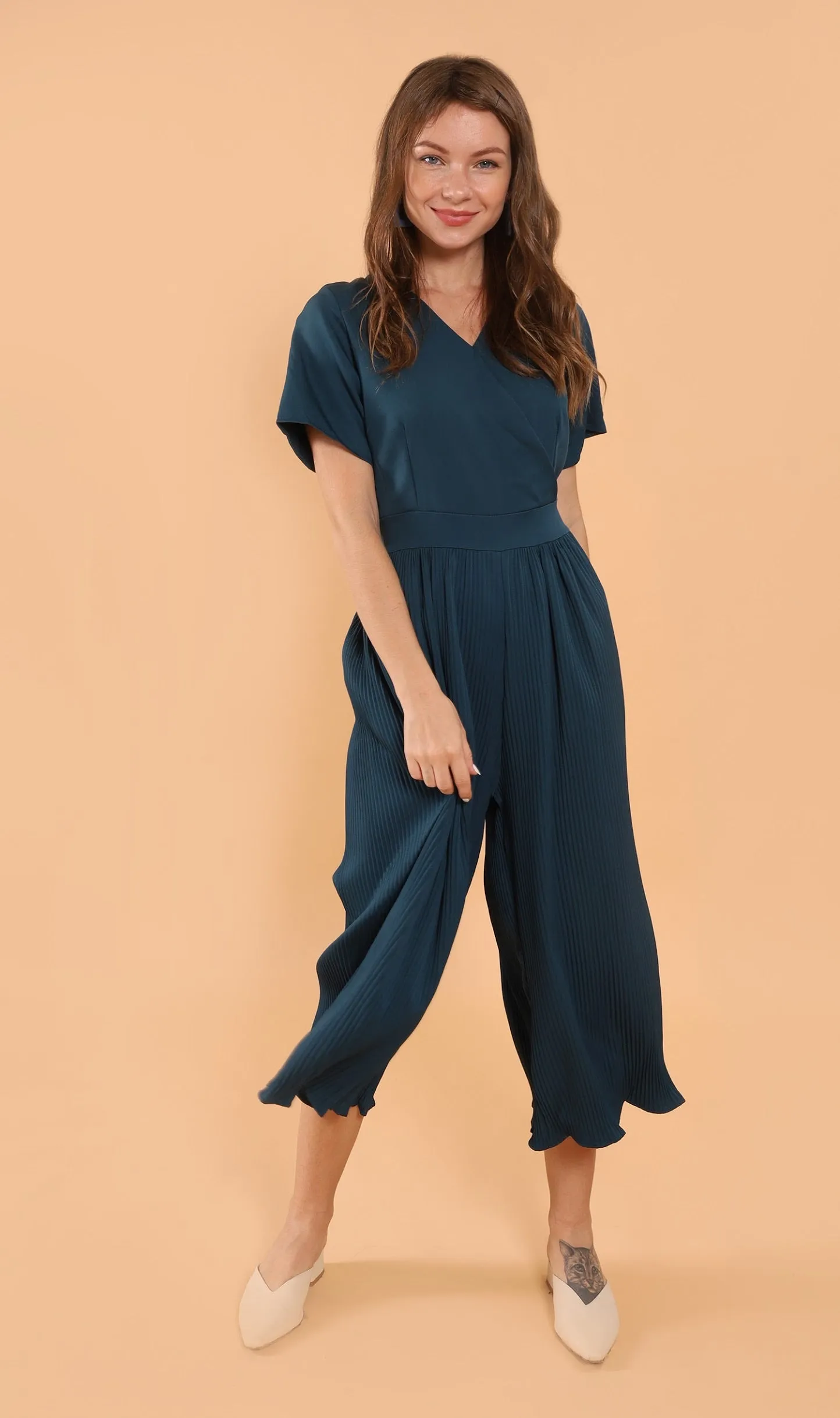 AUBREE Pleated Jumpsuit (Emerald)