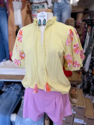 Aubrey Embroidered Puff Sleeve Top