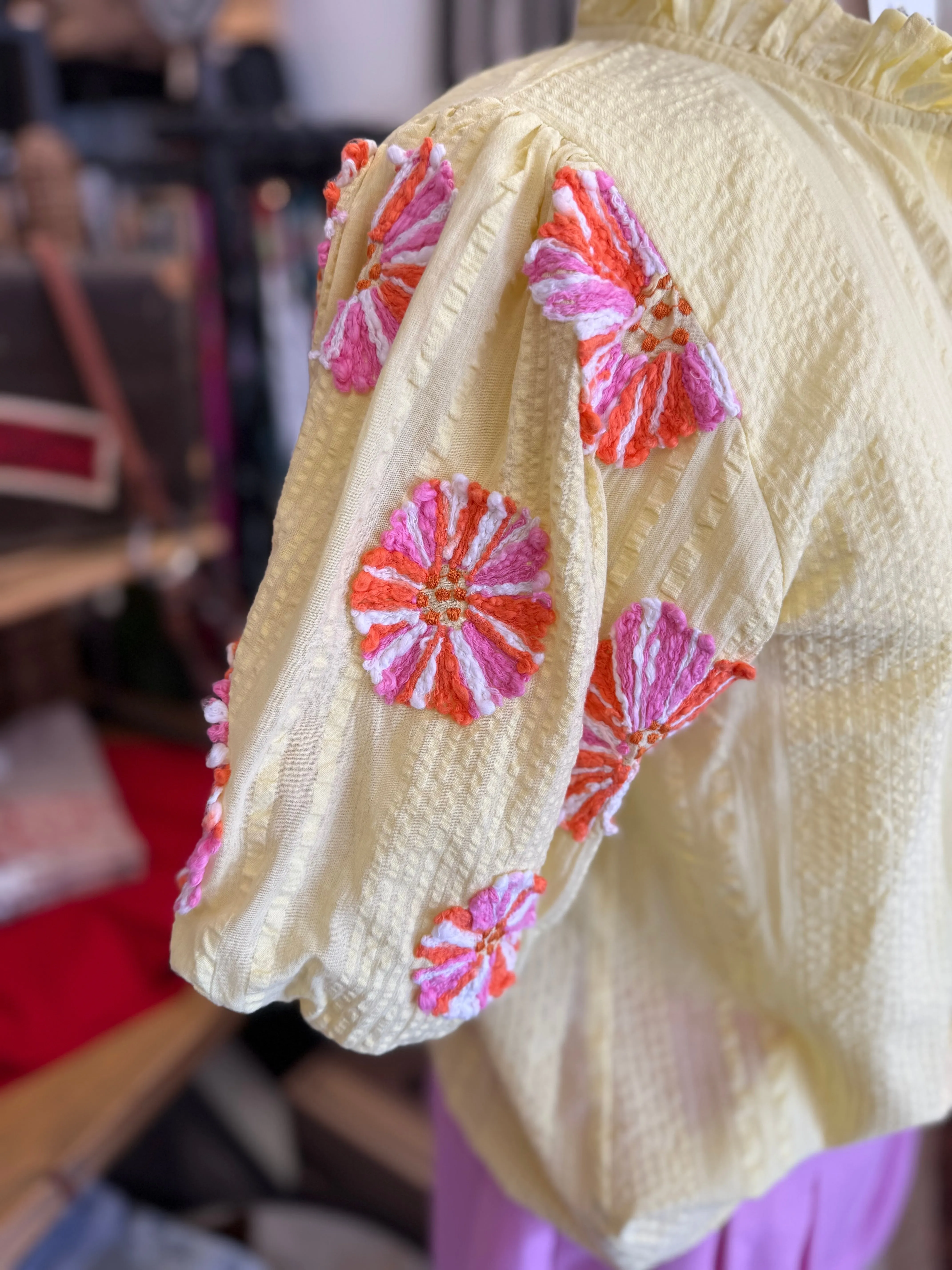 Aubrey Embroidered Puff Sleeve Top