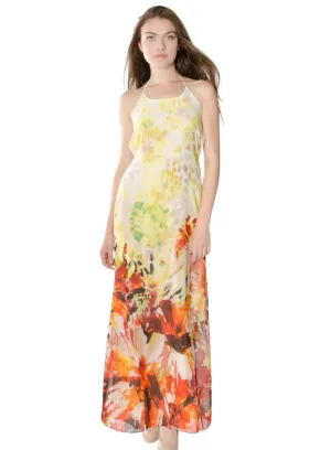 Autumn Leaves Tie-Back Maxi Dress