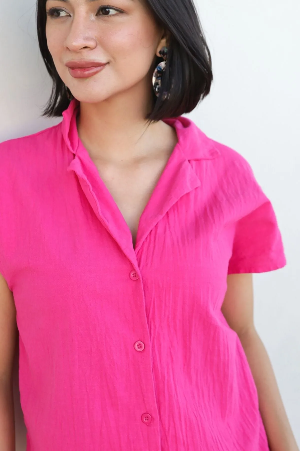 AVERY Linen Top & Shorts Co-ord (Magenta Pink)