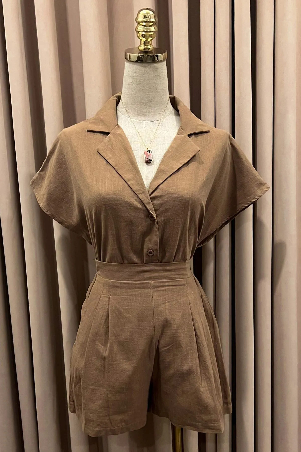 AVERY Linen Top & Shorts Co-ord (Mocha Brown)