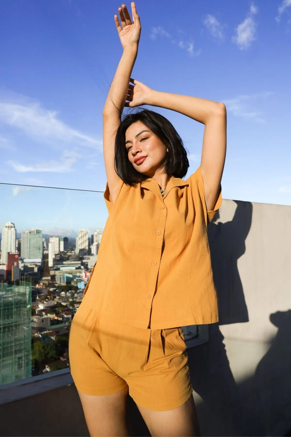 AVERY Linen Top & Shorts Co-ord (Saffron Yellow)