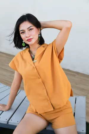 AVERY Linen Top & Shorts Co-ord (Saffron Yellow)