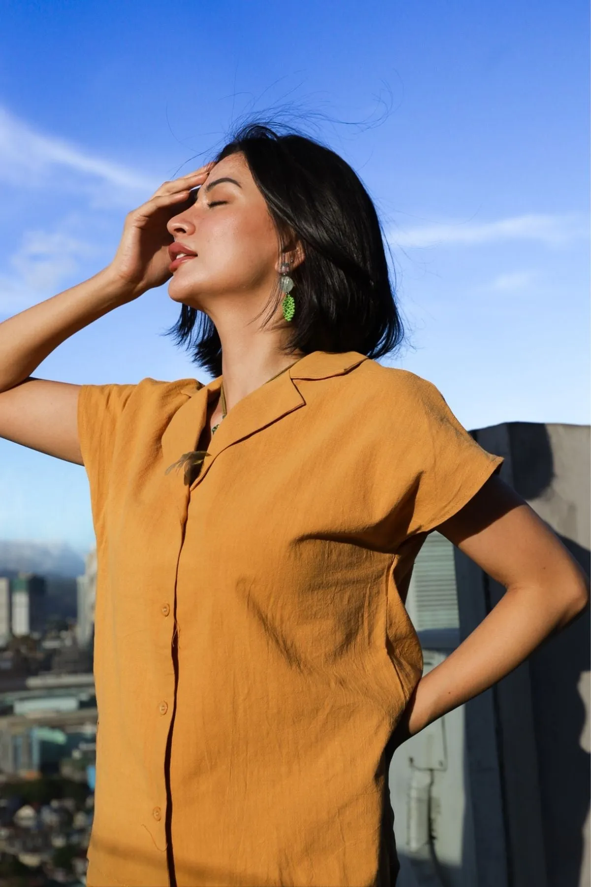 AVERY Linen Top & Shorts Co-ord (Saffron Yellow)