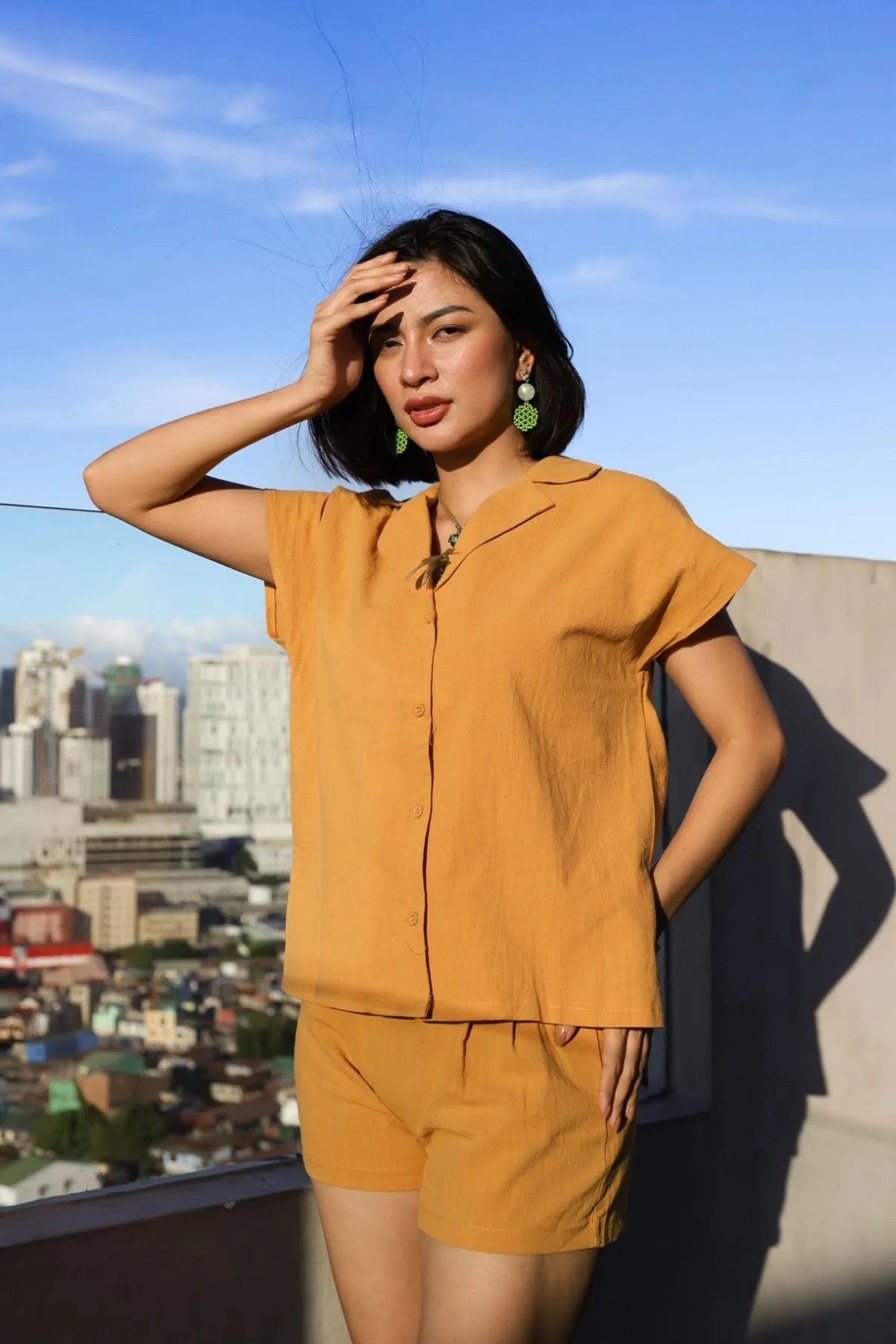 AVERY Linen Top & Shorts Co-ord (Saffron Yellow)