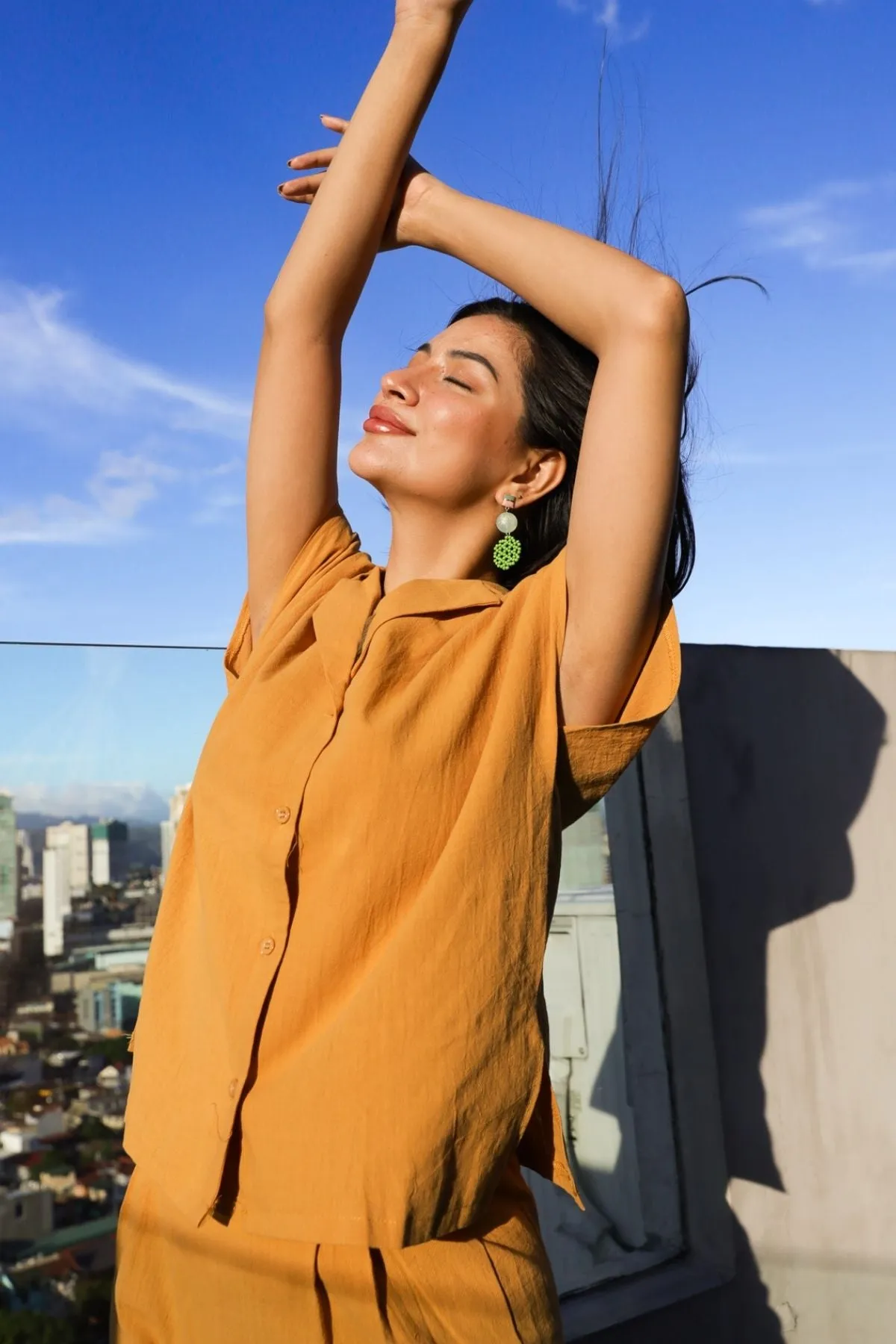 AVERY Linen Top & Shorts Co-ord (Saffron Yellow)