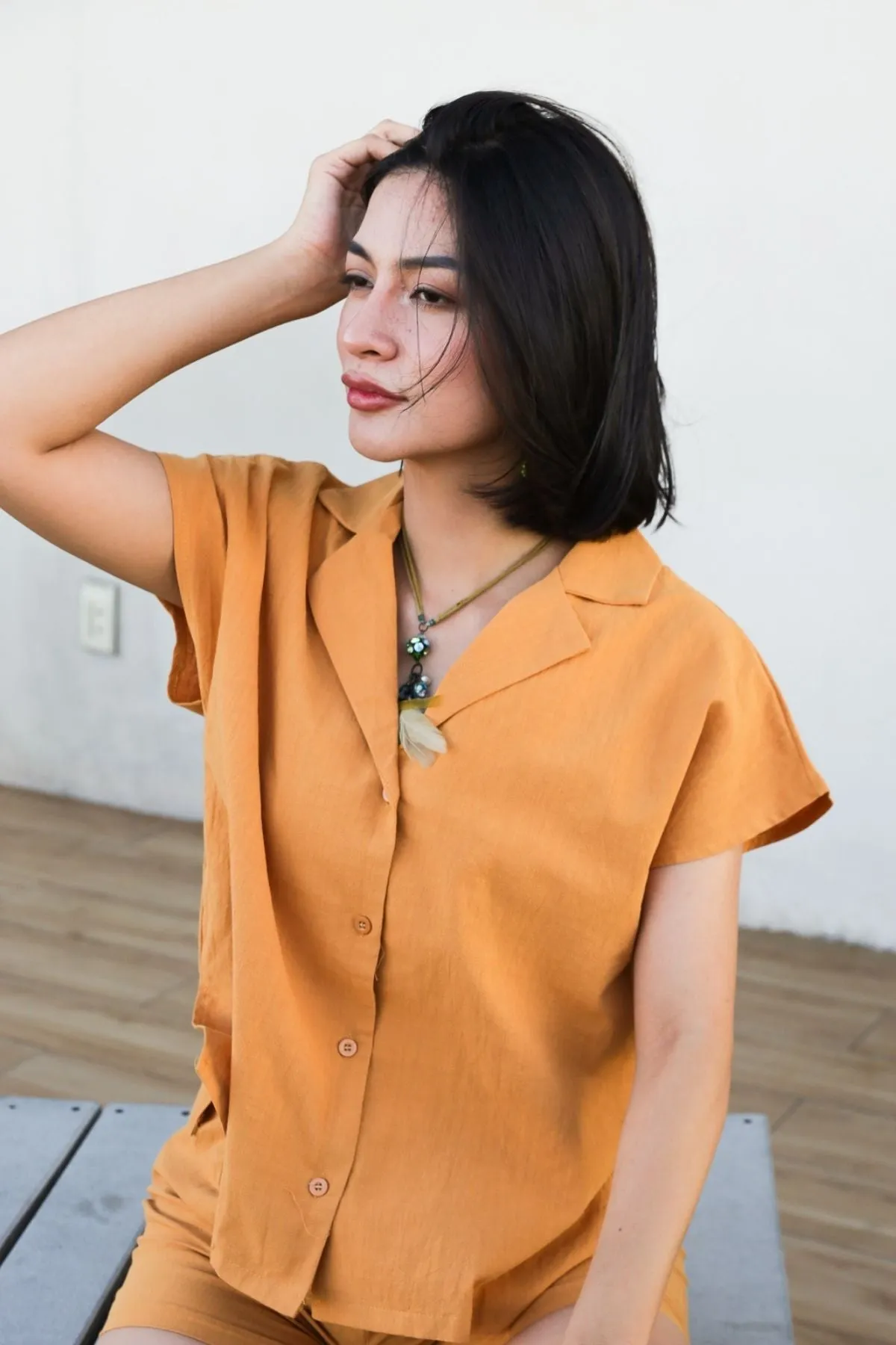 AVERY Linen Top & Shorts Co-ord (Saffron Yellow)