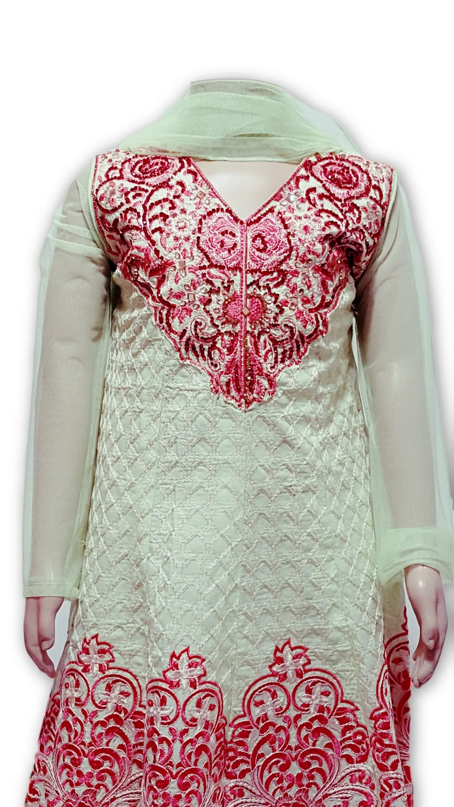 B02 Pakistani Indian Girls 3pc Fancy A line Shirt Style