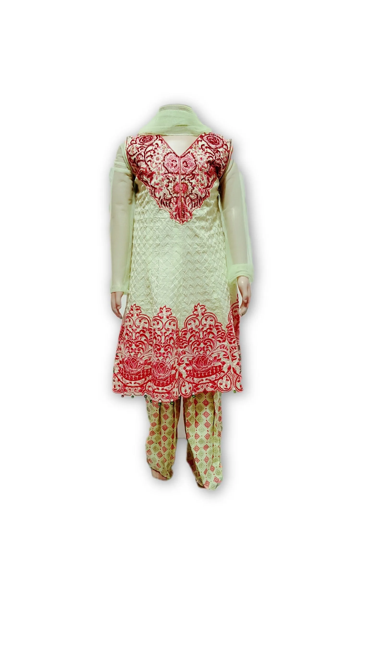 B02 Pakistani Indian Girls 3pc Fancy A line Shirt Style