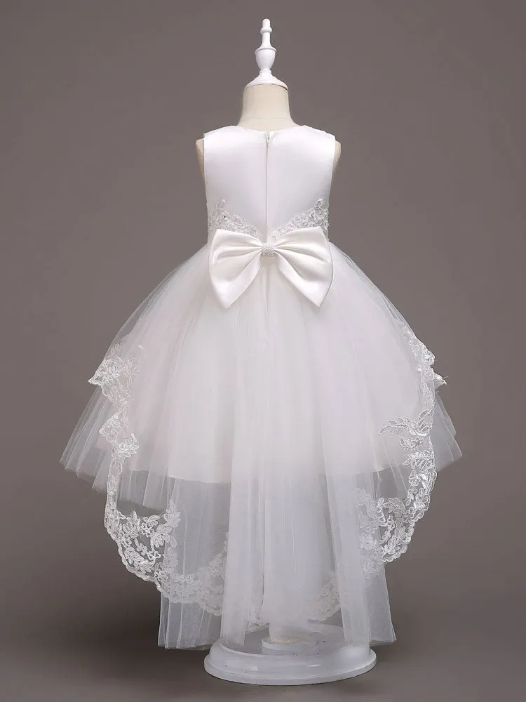 Baby Blue Lace Tulle Princess Tutu Embroidered Kids Ball Gown Dress