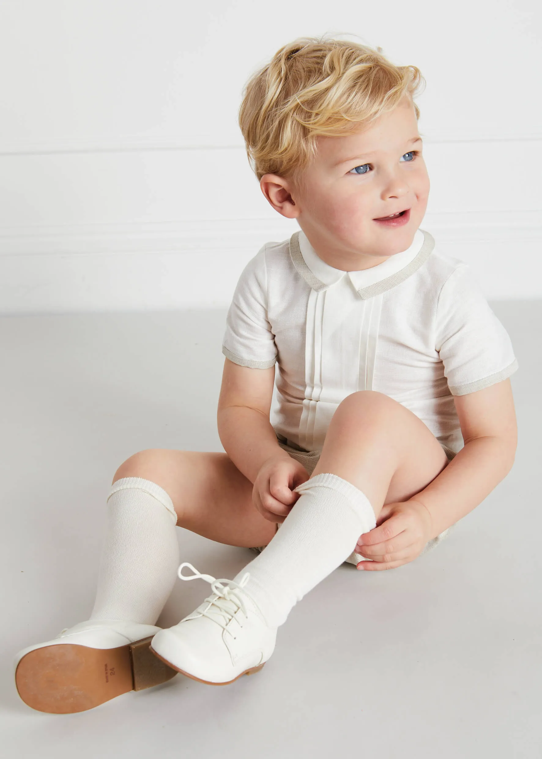 Baby Boy Celebration Beige Bloomers and Linen Shirt Set (12mths-3yrs)