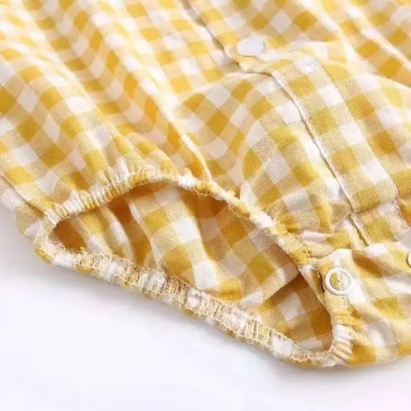 Baby Boy Checked Cotton Shirt Rompers