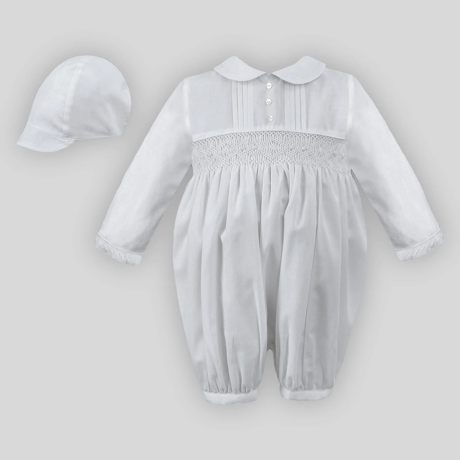 Baby Boy Christening Romper with Hat - Sarah Louise 002200RL