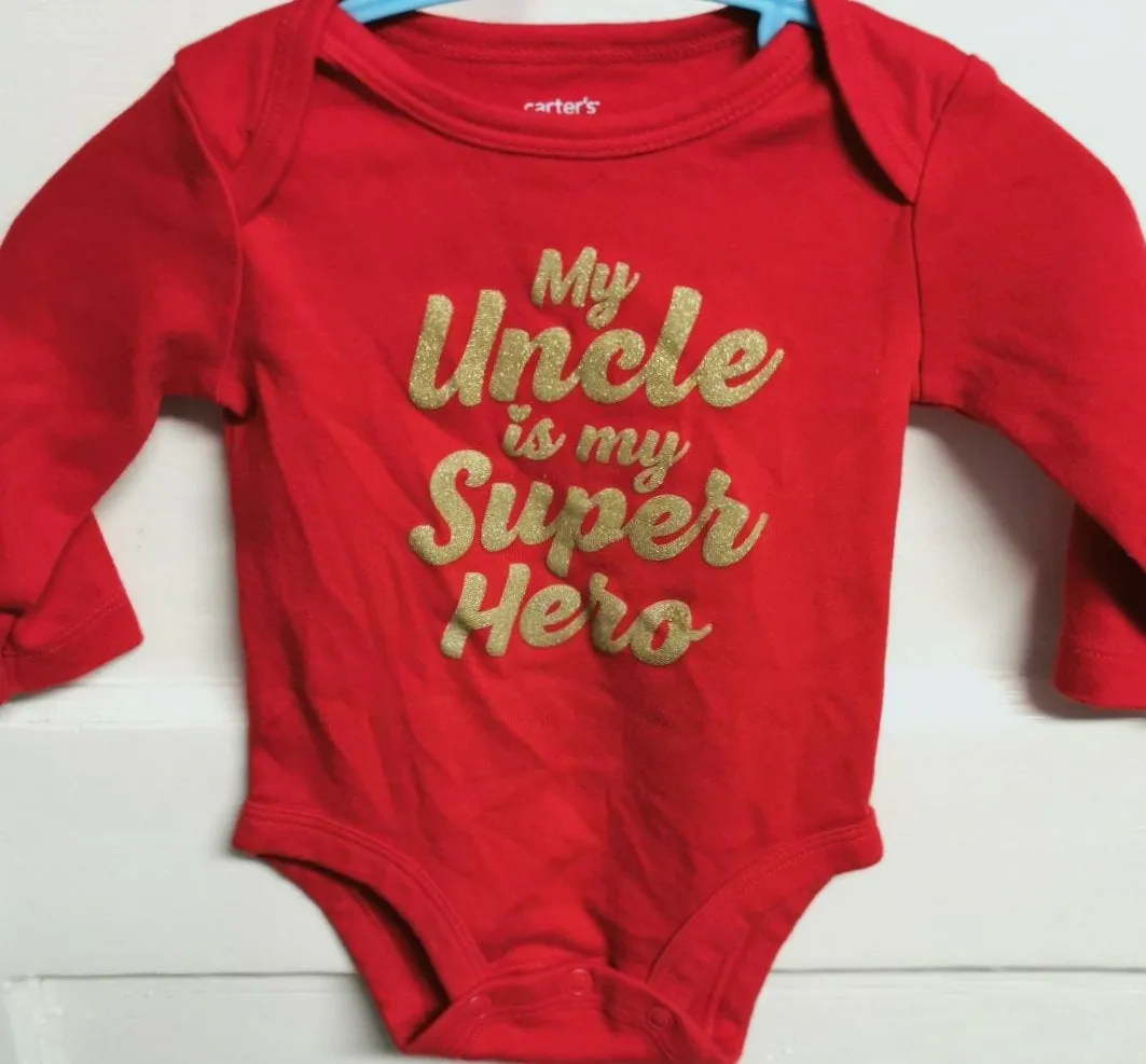 BABY BOY SIZE 3 MONTHS - CARTER'S, 2 Pack, Long-sleeved Graphic Onesies EUC B50