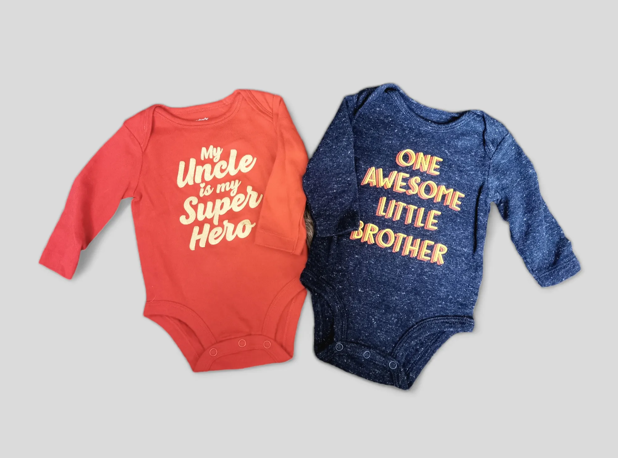 BABY BOY SIZE 3 MONTHS - CARTER'S, 2 Pack, Long-sleeved Graphic Onesies EUC B50