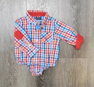 BABY BOY SIZE 6/12 MONTHS - ANDY & EVAN, Long-sleeve Dress Top EUC B32